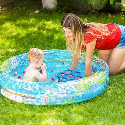 Hiboom Pool Game with Score, Combo Foam Pool Floats with 10 Colorful Tossing Balls, Toss Game Swimming Party Toys Accessories for Family Par, Dive Rings(Triangle,Blue)