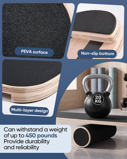 yflingjie Balance Board for Adults, Surf Trainer with Wooden Roller
