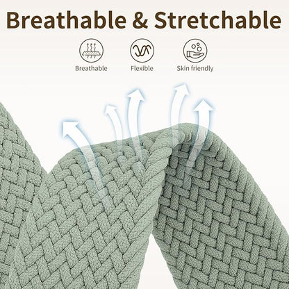 Braided Band Compatible with Fitbit Versa 4 Bands for Woman/Versa 3/Sense 1/Sense 2 Band, Magnetic Clasp Fabric Nylon with Designer Interlock Buckle Straps for Fitbit Versa4/3/Sense1/2