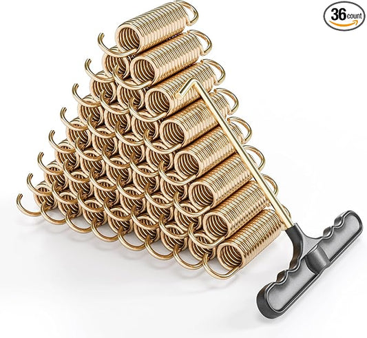 Trampoline Springs Heavy Duty with Swivel & Straight Hooks, Stainless Steel Trampoline Accessories Ideal Spring Replacement, Includes T-Hook Tool