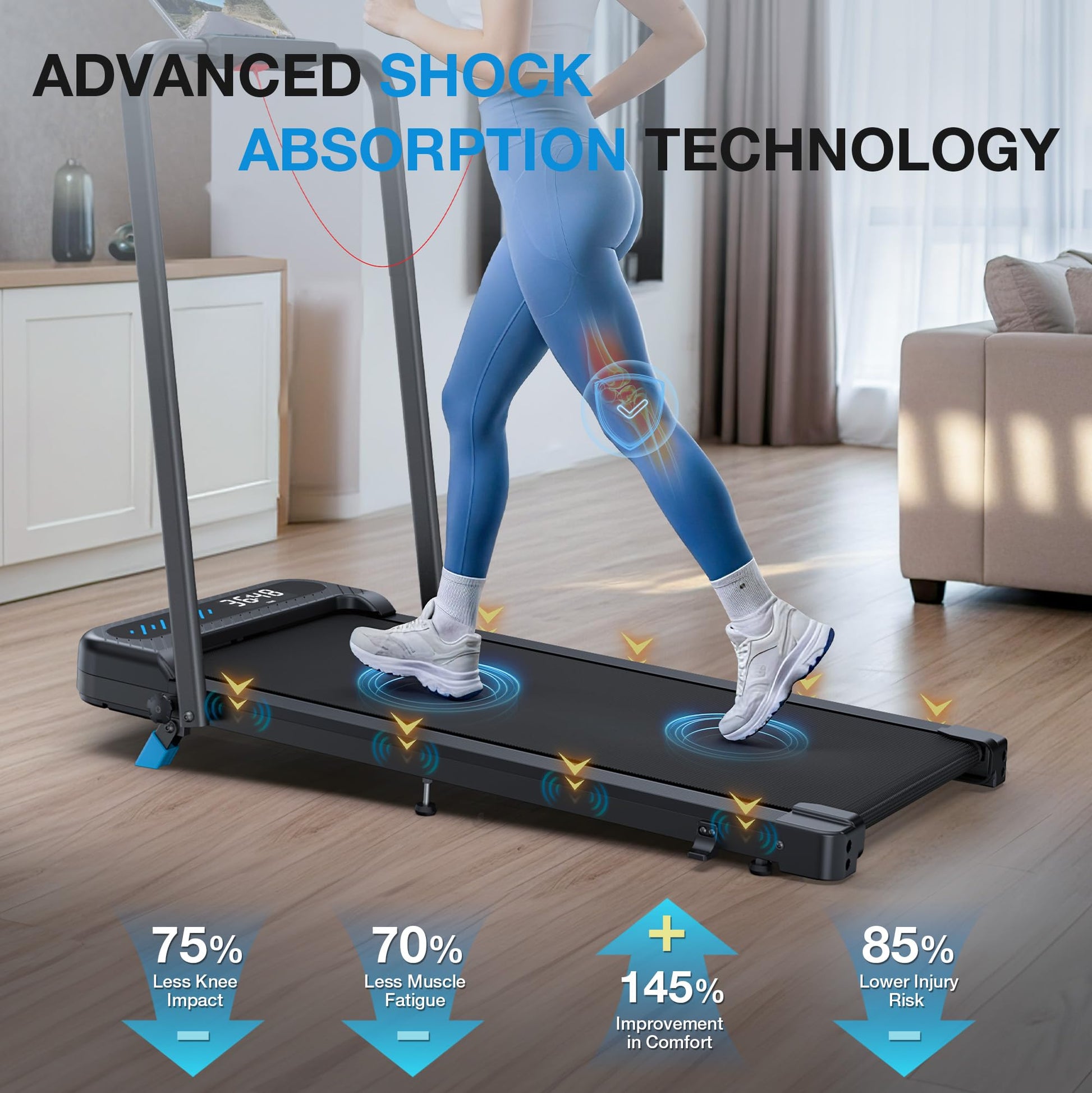 WELLFIT Folding Treadmill for Home, Walking Pad with Incline and Handle Bar