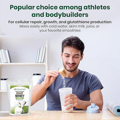 Z Natural Foods Goat Whey Protein Powder Concentrate - Undenatured, Unflavored, Pasture Raised Whey - Clean Goat Protein Powder with Vital Proteins for Weight Management, Immune Support, Fitness, 1 lb