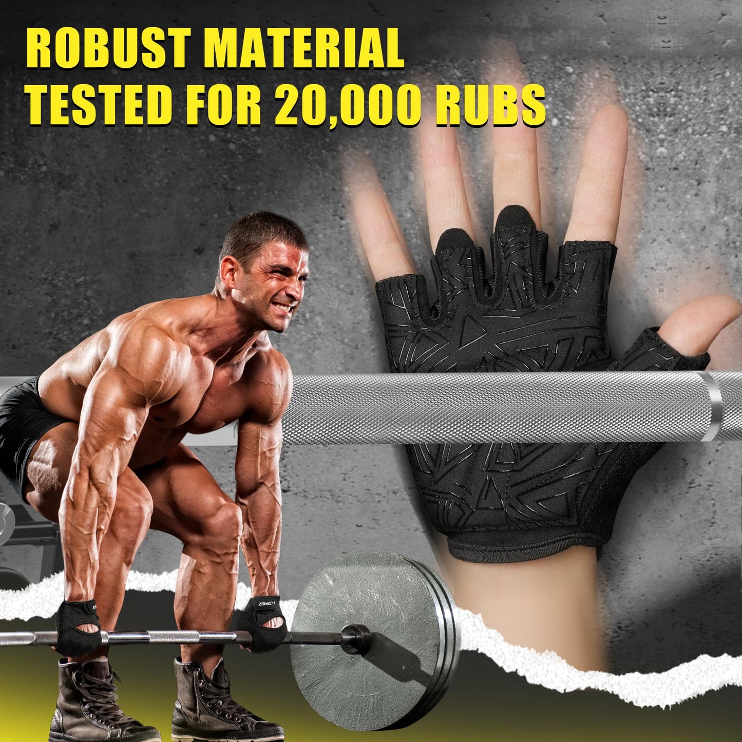 HOZMOZ Ventilated Weight Lifting Gloves, Thick Padded Workout Gym Gloves with Full Palm Protection