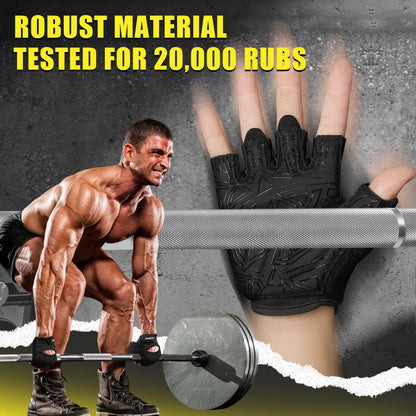 HOZMOZ Ventilated Weight Lifting Gloves, Thick Padded Workout Gym Gloves with Full Palm Protection