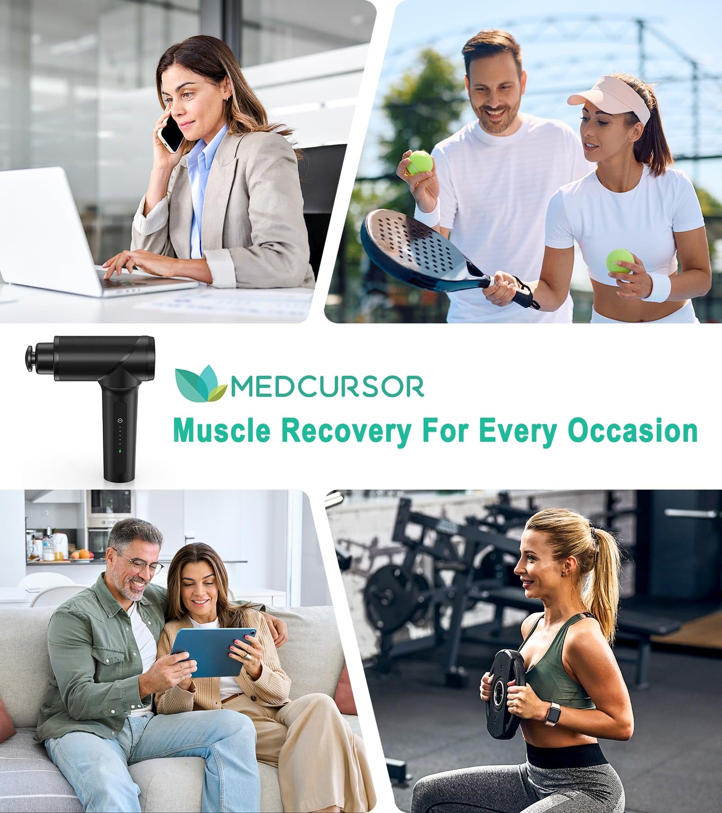Medcursor Massage Gun - High Intensity Brushless Motor, Handheld Percussion Deep Tissue Massager