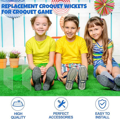 Deekin Set of 9 Croquet Wickets Replacement for Croquet Metal Hoops with Galvanized and Plastic Coating for Family Lawn Backyard Outdoor Game(Square)