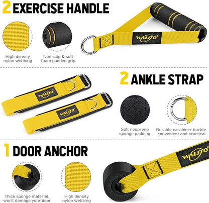 WALITO Resistance Bands Set - Exercise Bands with Handles, Door Anchor, Legs Ankle Straps, for Heavy Resistance Training, Physical Therapy, Muscle Training, Yoga, Home Workouts, Gym Equipment