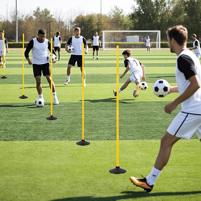 5 FT Agility Training Poles for Soccer/Dog/Horse,Adjustable Football Basketball Speed and Agility Training Equipment,Set of 4 with Round Rubber Base