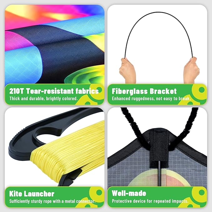 2 Pack Butterfly Kites, for Kids and Adults, Easy to Fly for Beginners, 55" x 27" with Vibrant Print and Winder, Perfect for Beach, Park, Backyard Flying & Family Outdoor Activities