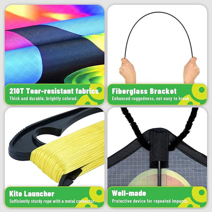 2 Pack Butterfly Kites, for Kids and Adults, Easy to Fly for Beginners, 55" x 27" with Vibrant Print and Winder, Perfect for Beach, Park, Backyard Flying & Family Outdoor Activities