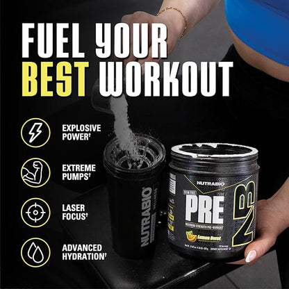 NutraBio STIM-Free PRE Workout for Men, New Formula | Laser Focus, Extreme Pumps | Performance, Endurance | 10g Citrulline, Beta Alanine, Nitrates, Nootropics, Electrolytes - 20 Servings Lemon Burst
