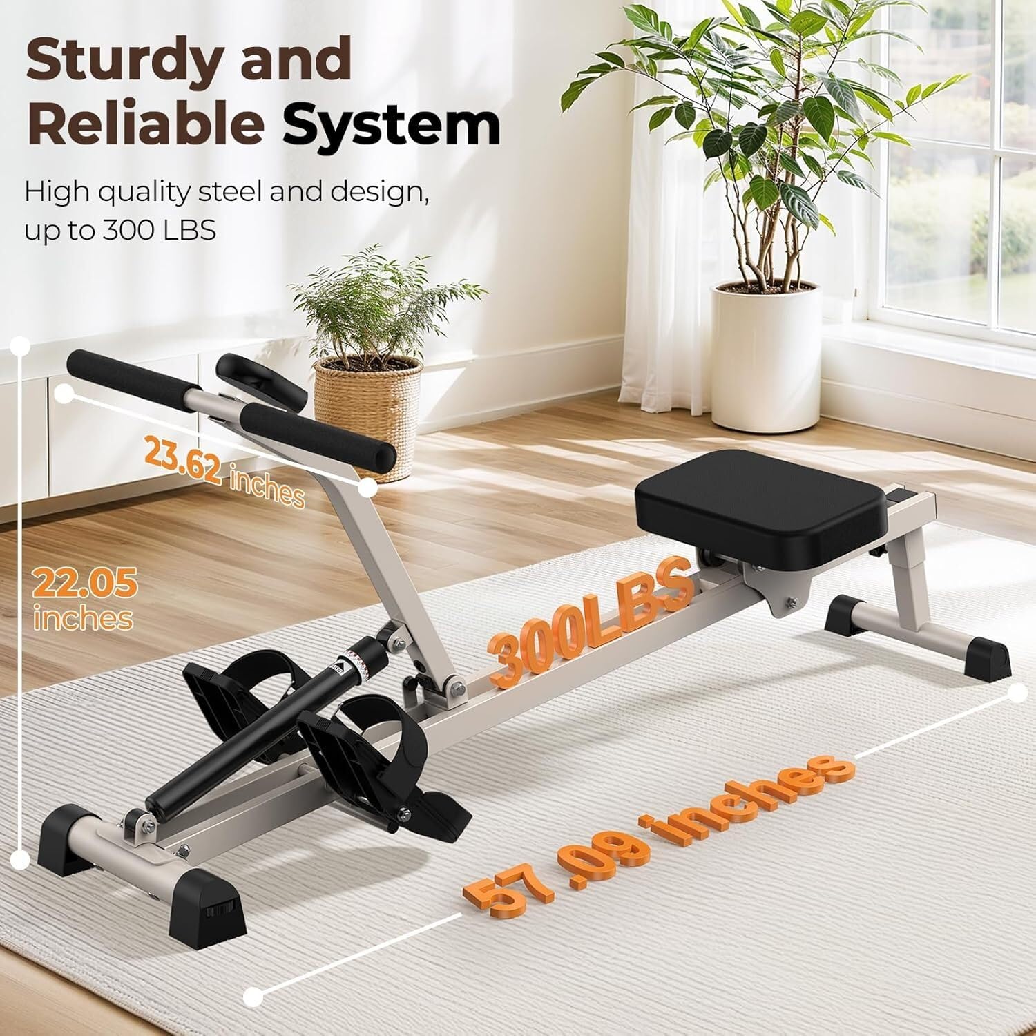 FEIERDUN Hydraulic Rowing Machine for Home Compact Adjustable Rower