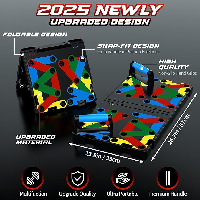 Solid Push Up Board 15 in 1 Home Workout Equipment Multi-Functional Pushup Stands System Fitness Floor Chest Muscle Exercise Professional Equipment Burn Fat Strength Training Arm Men & Women Weights