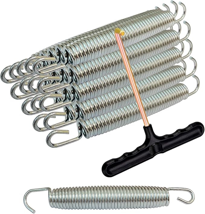 3.7'', 6.5'', 7'' Trampoline Springs,16pcs Heavy Duty Stainless Steel Replacement Trampoline Springs with T-Hook Tool Trampoline Accessories