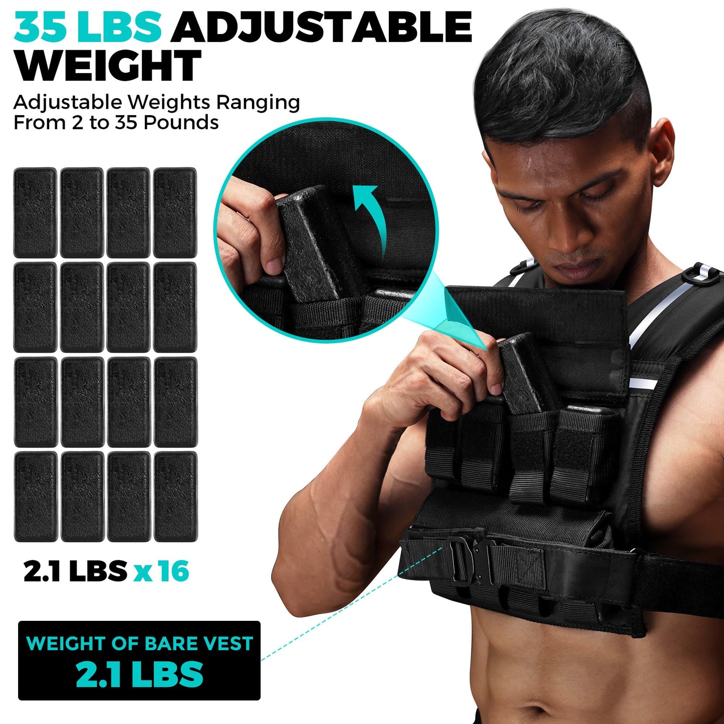 Weighted Vest Men, 35lb/45lb Adjustable Rucking Vests for Walking Running
