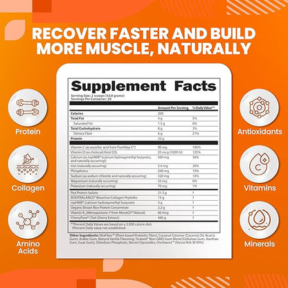 SaltWrap Protein Clinic - Total Body Recovery Shake with Collagen Peptides, HMB, Tart Cherry Extract, Pea Protein Powder Isolate, Prebiotic Fiber for Joints Natural Muscle Builder & Recovery - Vanilla