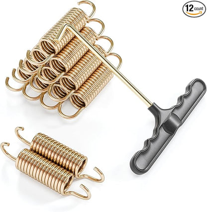 Trampoline Springs Heavy Duty with Swivel & Straight Hooks, Stainless Steel Trampoline Accessories Ideal Spring Replacement, Includes T-Hook Tool