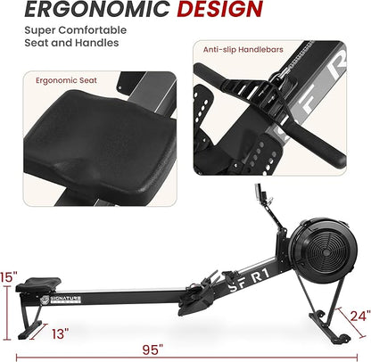Rowing Machine for Home, Indoor Exercise Equipment, Wind Resistance Rowing Machine with LCD Display