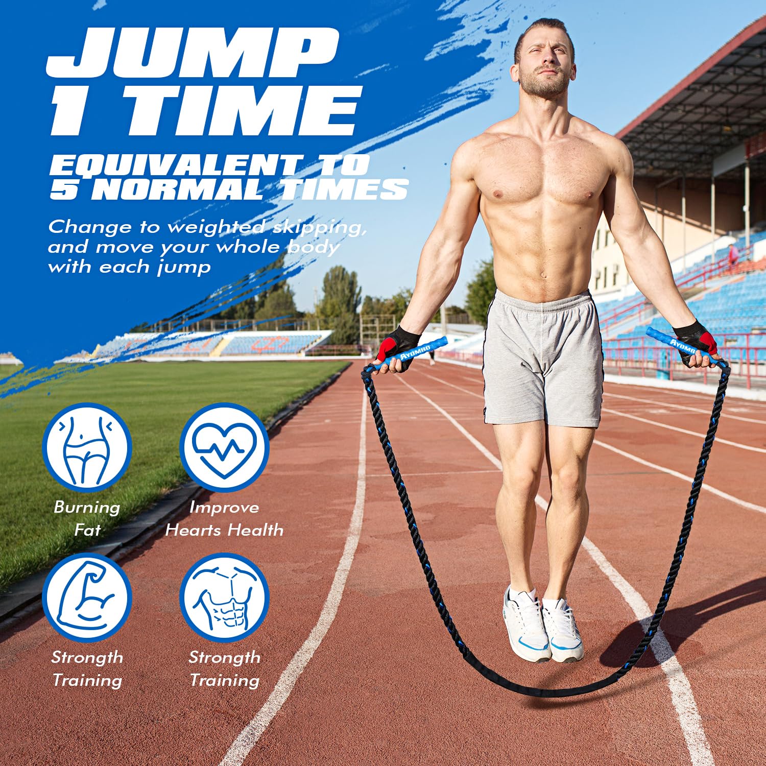 Ayombo Jump Rope, Weighted Jump Rope for Fitness, 1 lb Heavy Jump Ropes for Men Women, Battle
