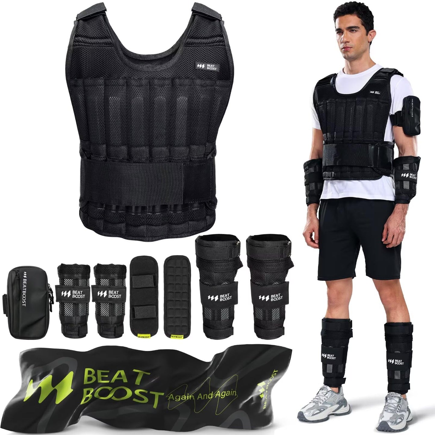 BeatBoost Weighted Vest 40LB Adjustable Body Vest Set for Men & Women