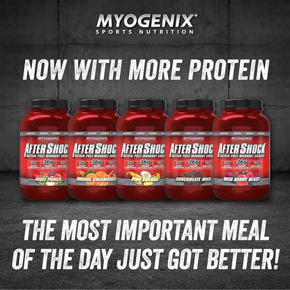 Myogenix Aftershock Post Workout, Unlimited Muscle Growth | Anabolic Whey Protein | Mass Building Carbohydrates | Amino Stack Creatine and Glutamine Plus BCAAs | Shockolate Milk - 3 LBS