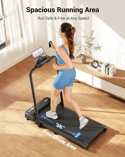 THERUN Walking Pad, 2 in 1 Foldable Treadmills for Home, 2.5HP Under Desk with Handle Bar, 16" Widened Running Belt, with Remote Control