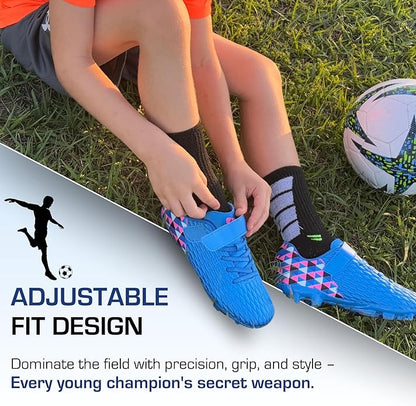 Soccer Cleats for Kids & Youth | Lightweight Football Shoes for Firm Ground | Durable Girls & Boys Soccer Cleats with Non-Slip Sole | Comfortable Soccer Boots | Unisex Size 11-6