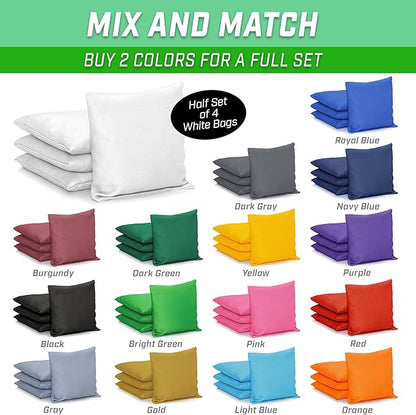 GoSports Classic Cornhole Bean Bags Set of 4-16 Colors Available - Regulation All Weather, Mix and Match