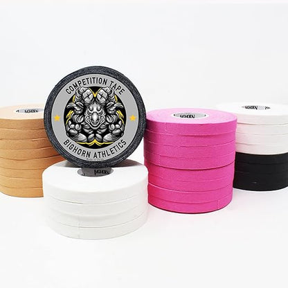 Bighorn Athletics Pro Series Jiu-Jitsu Finger Tape, 8-Rolls with Tin Holder, Enhanced Strength, Residue-Free (0.5-Inch, Nude)