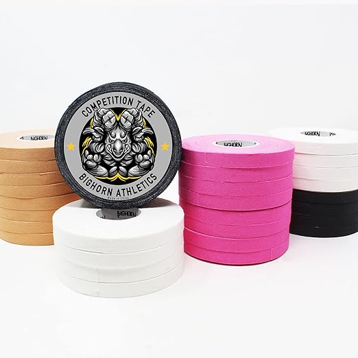 Bighorn Athletics Pro Series Jiu-Jitsu Finger Tape, 8-Rolls with Tin Holder, Enhanced Strength, Residue-Free (0.3-Inch, Pink)