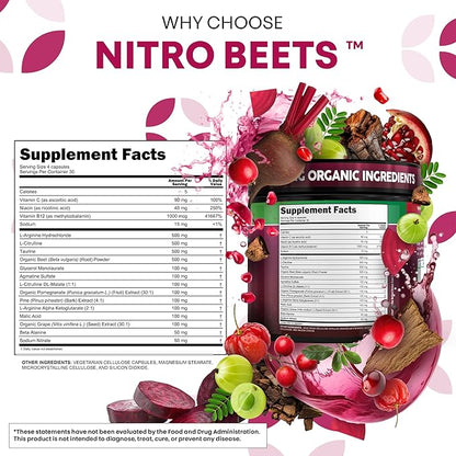 Clean Nutra Organic Beet Root Capsules L Arginine L Citrulline Pine Bark Nitric Oxide Beetroot Powder Arginine Citrulline Supplement Pre Workout Supplements Extract ??120 Vegan Pills