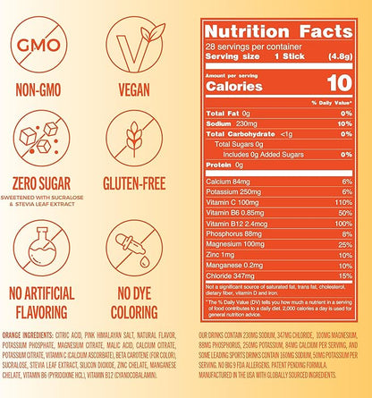 TREVI™ Sugar Free Electrolytes - Drink Mix Hydration Powder Packets - 28 Count - Orange