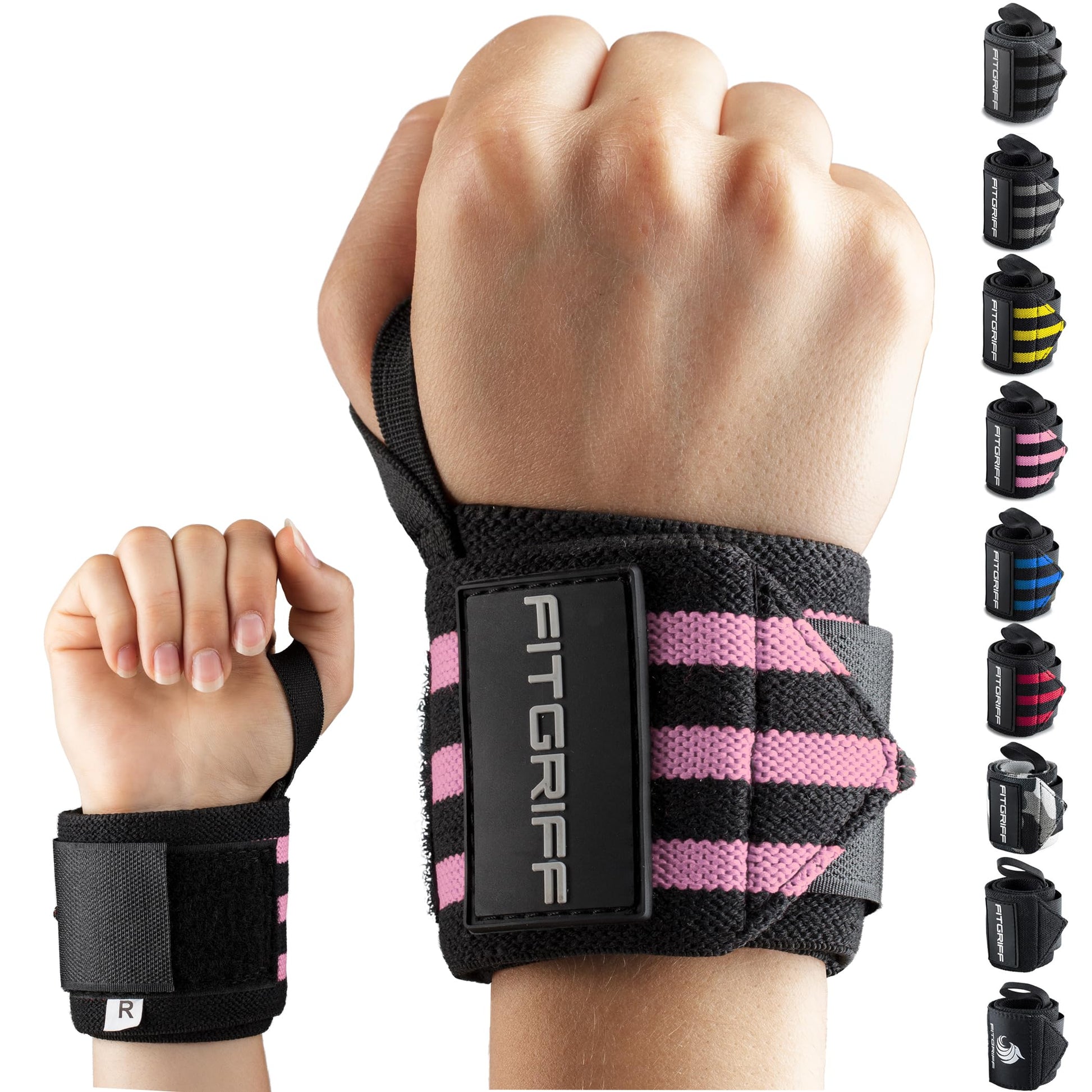 Fitgriff® Wrist Wraps for Weightlifting (18") Heavy-Duty Support for Gym, Bench Press, and Pushups