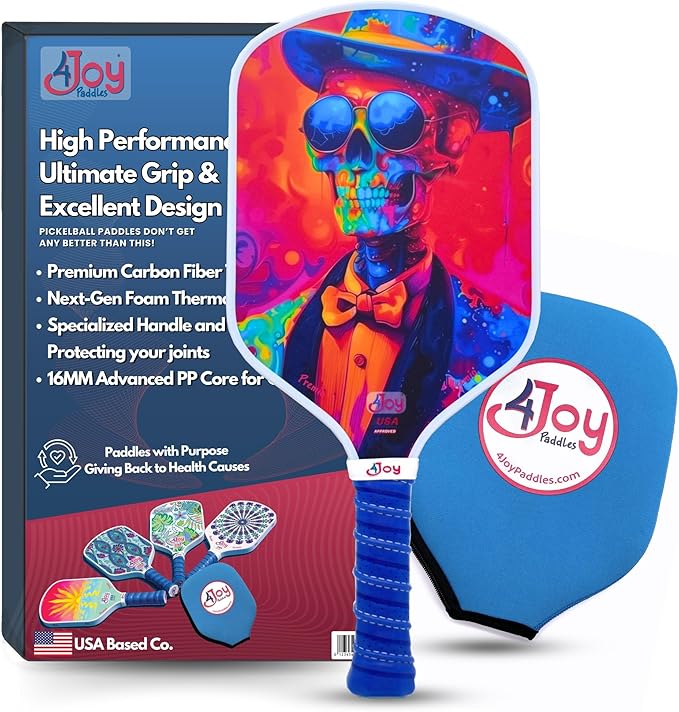 4Joy Pickleball Paddle Premio Series - Thermoformed Premium T700 Carbon Fiber Pickleball Paddless - Professional Pickleball Rackets for Women & Men - 16mm Honeycomb Core - USAP Approved