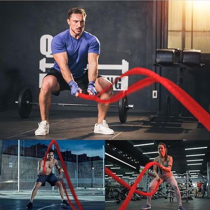 Battle Ropes Red Workout Rope 1.5inch Battle Ropes for Home Gym 30ft Exercise Ropes for Working Out Heavy Ropes for Exercise Training Weighted Rope Weighted Workout Rope Battle Rope