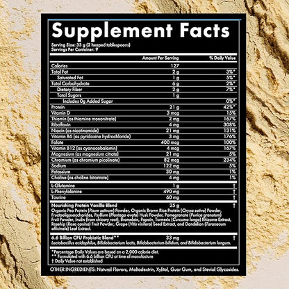 WelleCo, Nourishing Protein, Premium Organic Sprouted Brown Rice & Pea Protein, Vanilla Flavour, 300g (10.5oz) Pouch