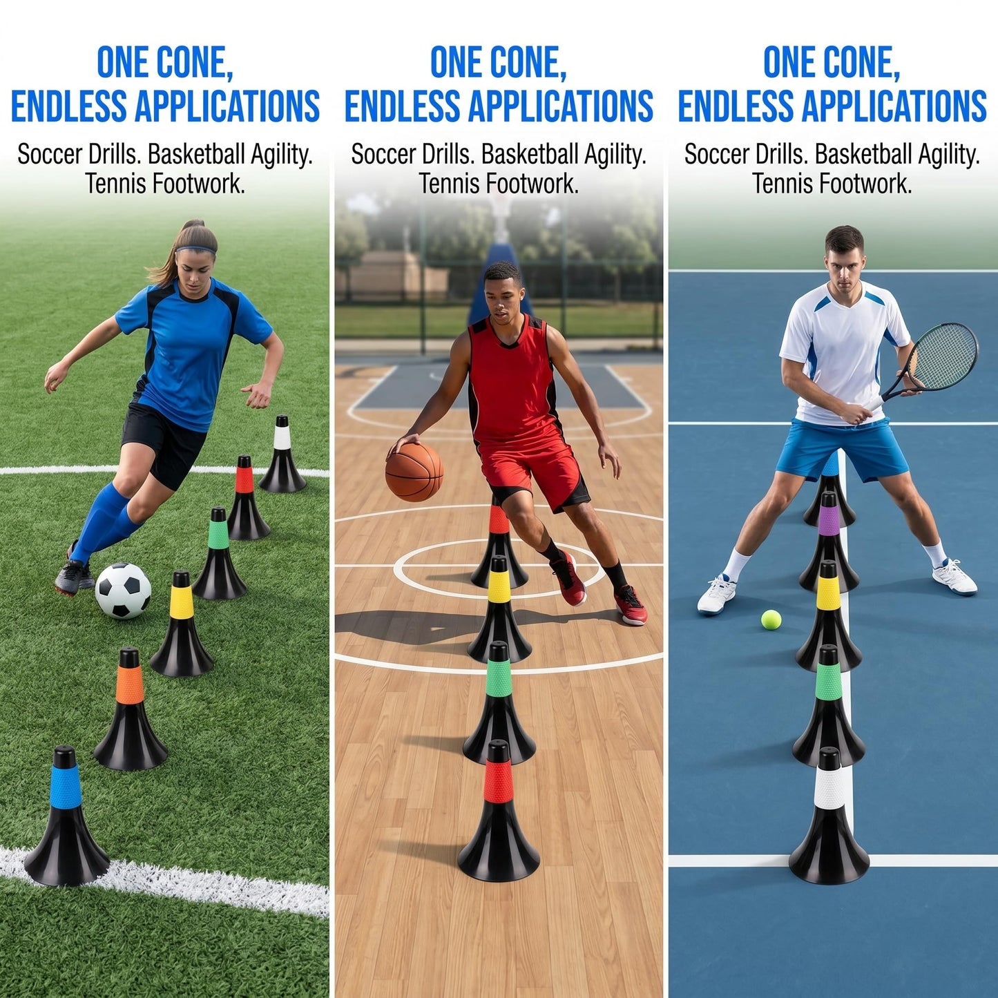 ZEAYEA 8 Pcs Agility Training Sport Cone, 9 Inches Soccer Cones with Carry Bag, Basketball Training