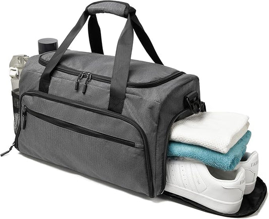 Gym Bag for Men Women, Small Fitness Workout Sports Bag with Wet Pocket & Shoes Compartment, Water