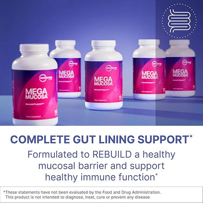 Microbiome Labs MegaMucosa - Amino Acids Supplement with Dairy-Free Immunoglobulins - Gut Health + Immune Support for Women & Men - for Complete Mucosal Support (180 Capsules)