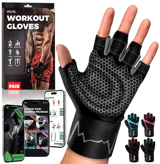 MhIL Workout Gloves for Men – Comfortable Gym Gloves for Men with Enhanced Grip for Safety and Hand