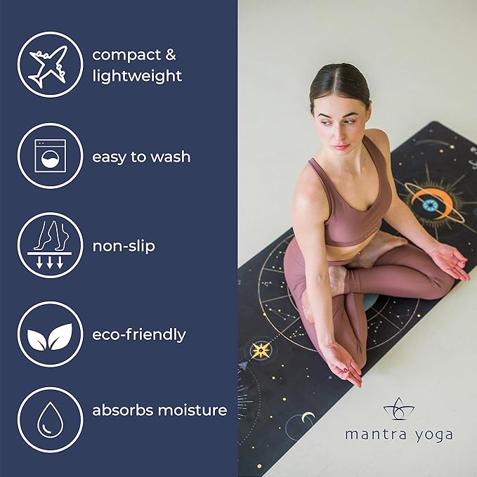 Mantra Yoga Travel PRO 1.5mm - Foldable Fitness & Exercise Mat with Bag | Lightweight, Compact & Eco-Friendly | Non-Slip & Washable | For All Types of Yoga | 72" L x 24" W | 2.6 lbs