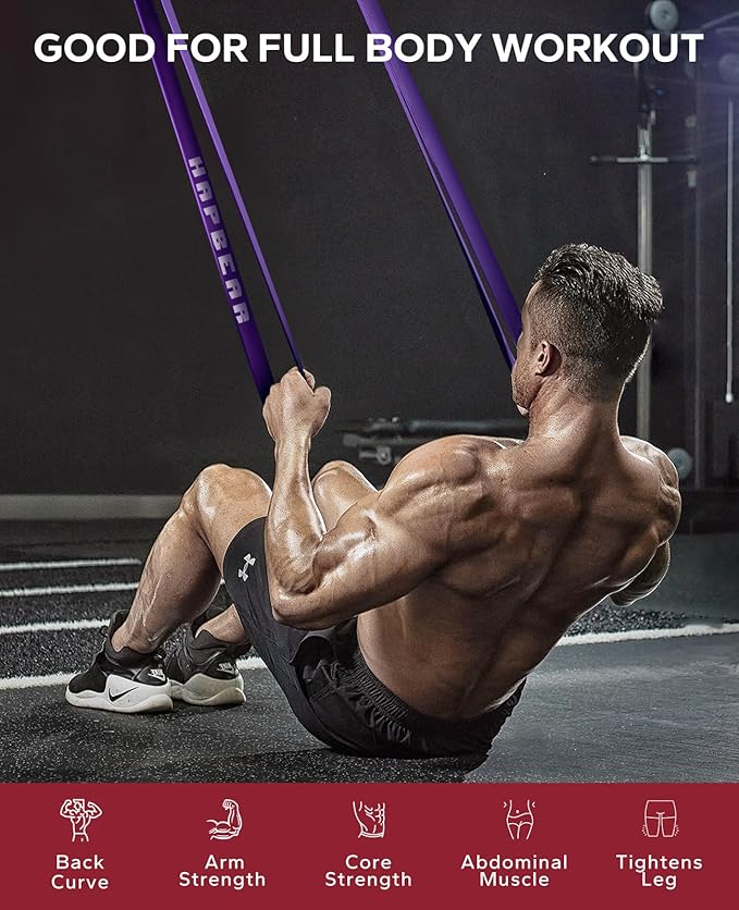 HAPBEAR Pull Up Assistance Bands Set of 5 - Resistance Bands for Working Out, Stretching, Physical Therapy, Muscle Training