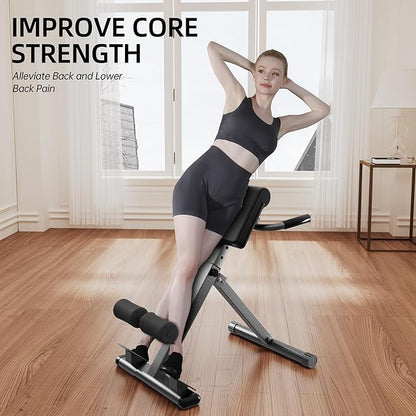 Roman Chair Hyperextension Bench – Adjustable Back Extension Machine for Glutes, Hamstrings & Lower Back – Foldable Multi-Purpose Workout Equipment for Home Gym