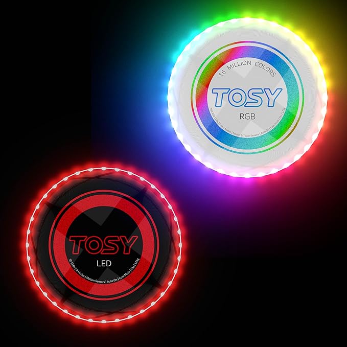 TOSY Bundle of 2 - Flying Disc 108 LEDs - RGB White + Red