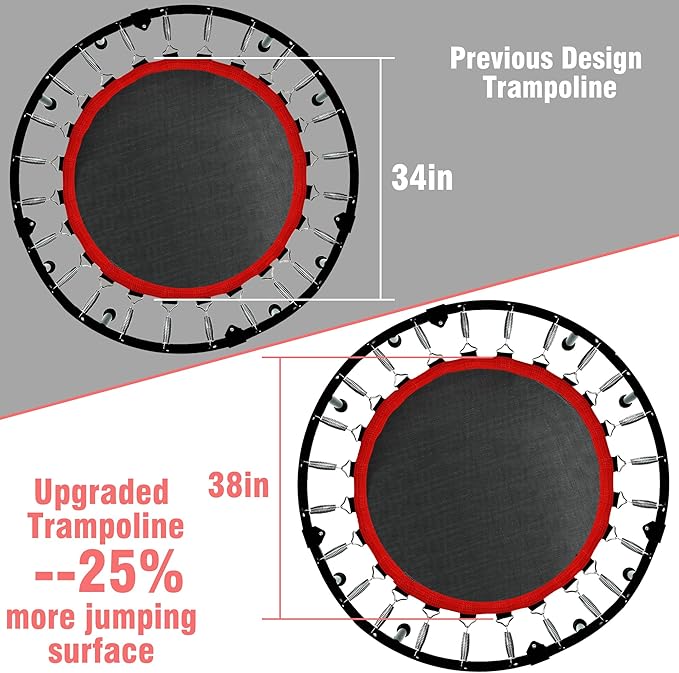 450 LBS Foldable Mini Trampoline for Adults & Kids 40" Rebounder Trampoline with Adjustable Foam Bar for Indoor Workout Fitness
