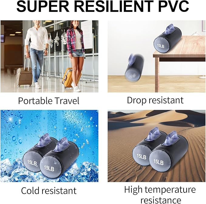 Water Dumbbells, Water Filled Training Dumbbells, Travel Weights Set, Adjustable Weights to 4-30 Lbs/Pair, Portable Gym for Strength Training, Fitness and Shaping