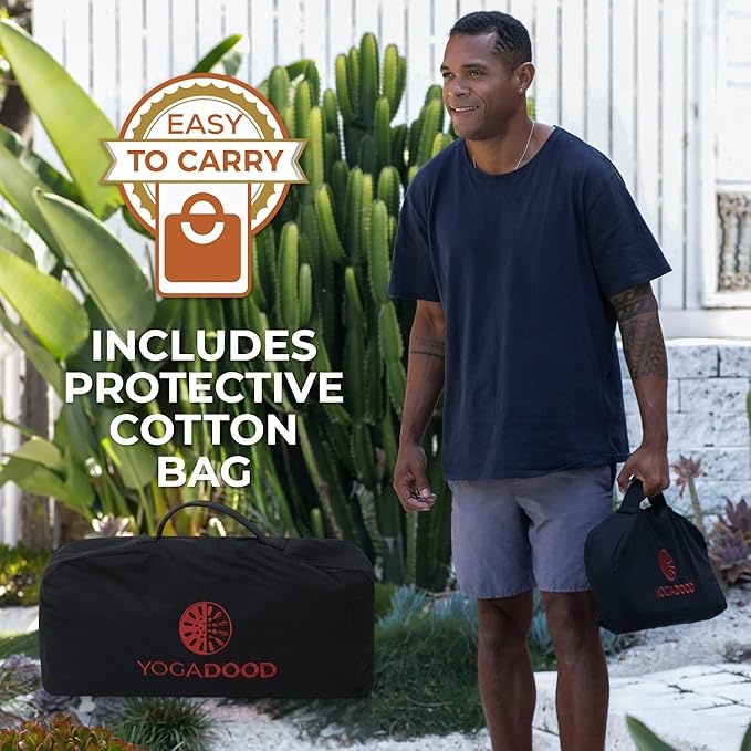 Yoga Dood Meditation Bench - Folding Bamboo Meditation Stool with Velvet Cushion & Carry Bag, Seiza Prayer Bench