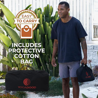 Yoga Dood Meditation Bench - Folding Bamboo Meditation Stool with Velvet Cushion & Carry Bag, Seiza Prayer Bench