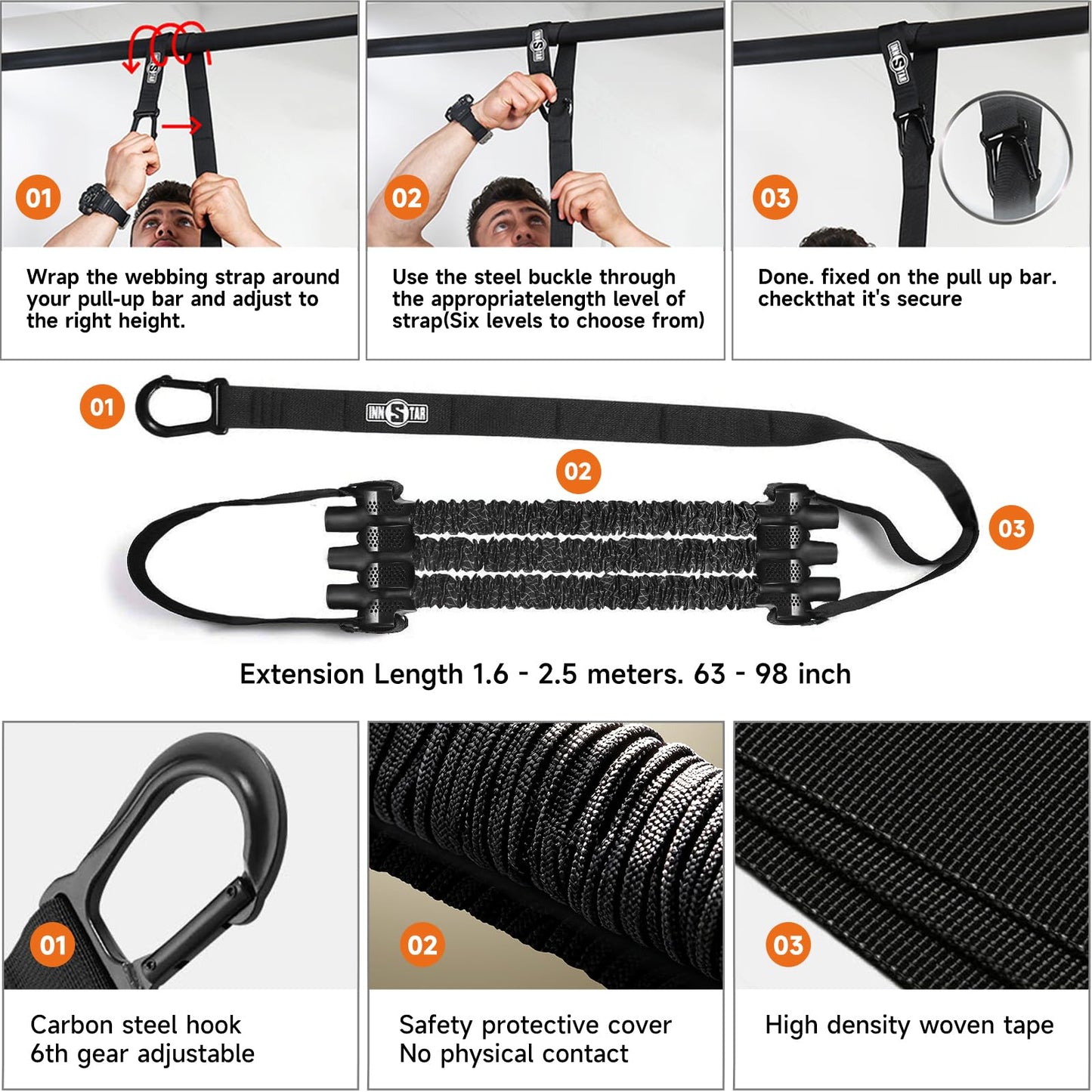 Innstar Pull Up Assistance Bands, Heavy Duty Resistance Band for Pull Up Assist, Adjustable