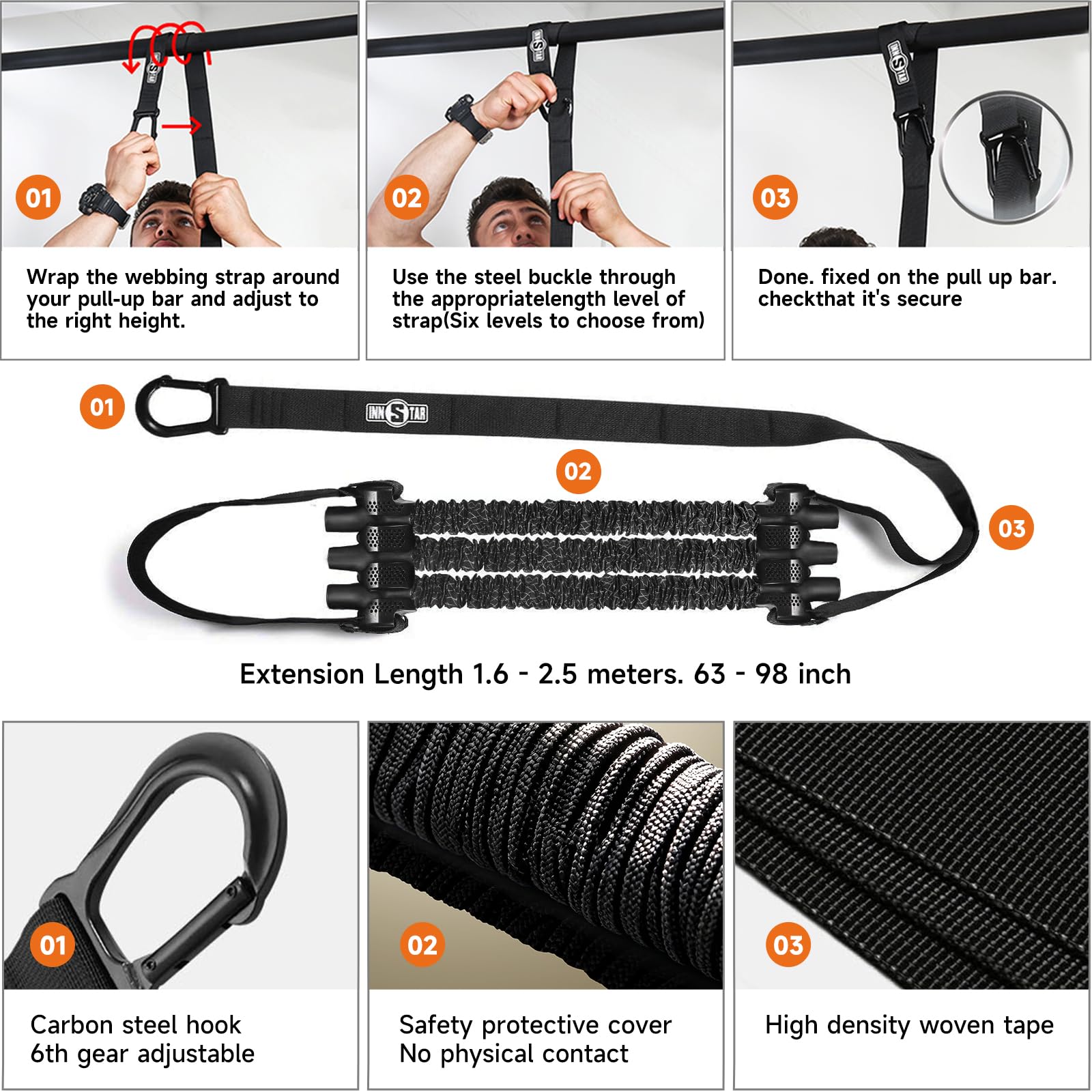 Innstar Pull Up Assistance Bands, Heavy Duty Resistance Band for Pull Up Assist, Adjustable